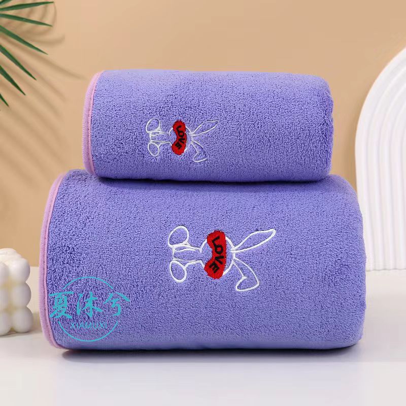 2023新款爱心兔系列毛巾浴巾 30*30cm-紫