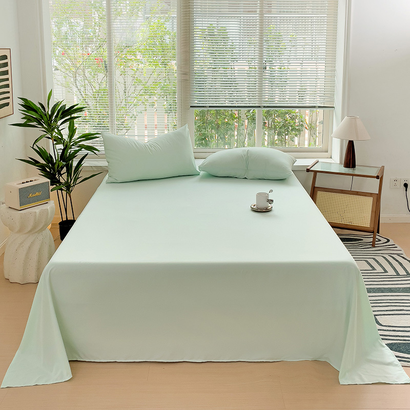 2024新款A类亲肤水洗棉纯色单品床单 160*230cm-单床单 青苹果绿-
