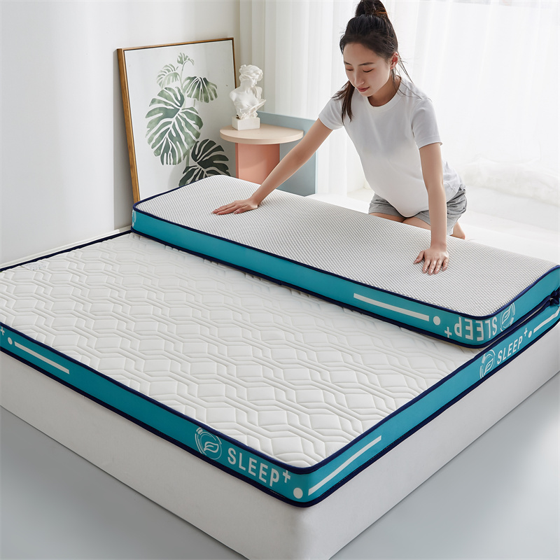 2024新款针织棉透气乳胶床垫系列-成人款 90*190 方块白-厚度6cm