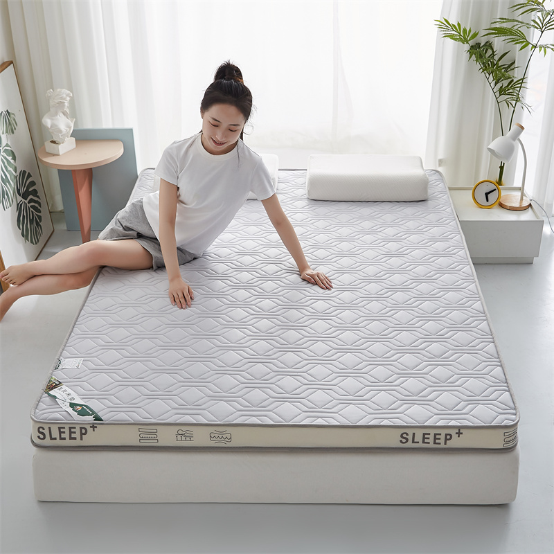 2024新款针织棉透气乳胶床垫系列-成人款 90*190 方块灰-厚度9cm