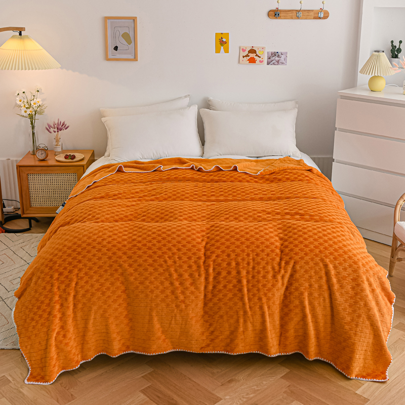 2021新款牛奶绒350g高克重绒毯 毛毯盖毯系列 150*200cm 橙色