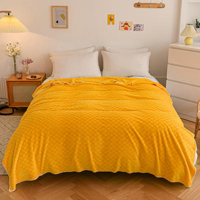 2021新款牛奶绒350g高克重绒毯 毛毯盖毯系列 150*200cm 柠檬黄