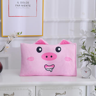 2020新款-卡通宝宝绒儿童枕头动物安抚枕套 普通款珍珠棉枕芯30*50cm 小猪猪