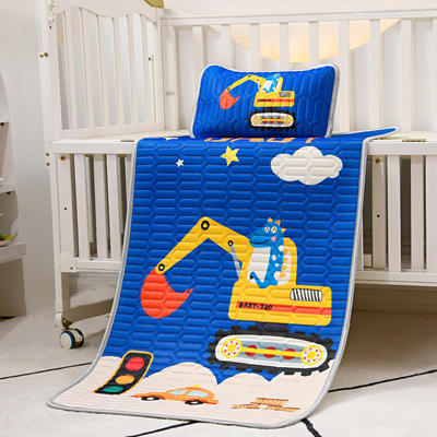 2024新款儿童乳胶凉席二件套凉感丝空调席子 60*120cm 送枕头含荞麦枕芯 挖掘机