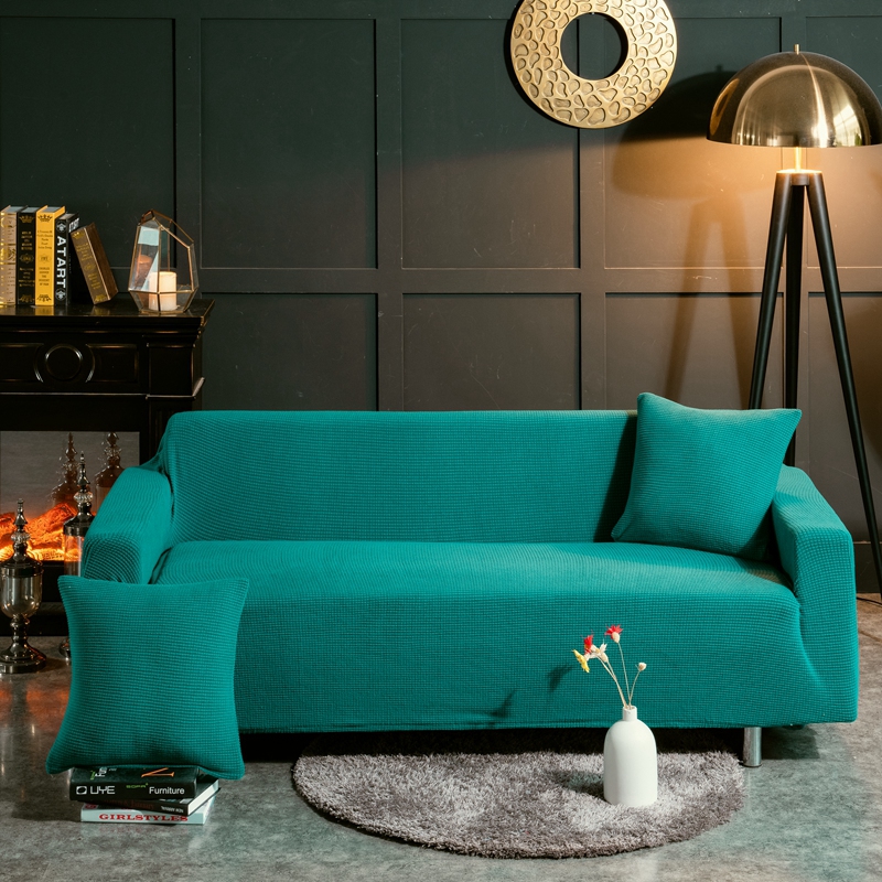 （210g）素色玉米绒沙发套 弹力通用沙发罩 纯色简约全包沙发包 单人座 宝石蓝