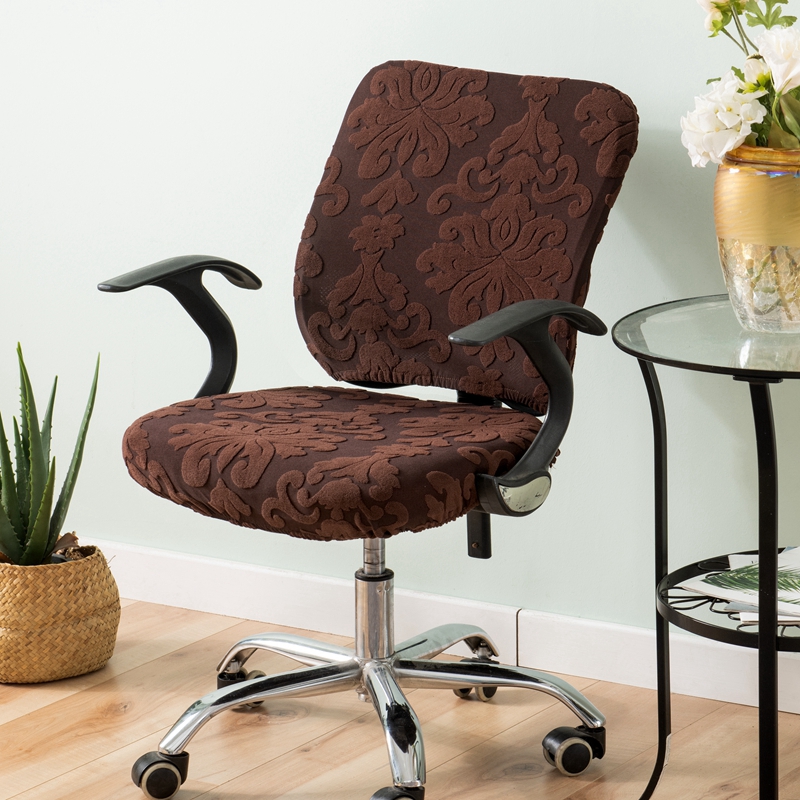 弹力椅套 弹性办公室椅子套 欧式大提花-分体椅套 欧式褐