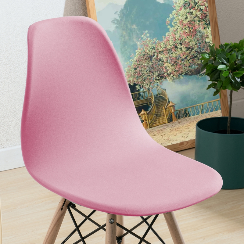 弹力牛奶丝伊姆斯椅套 塑料贝壳椅子套 家用椅套-纯色款 纯色-粉色