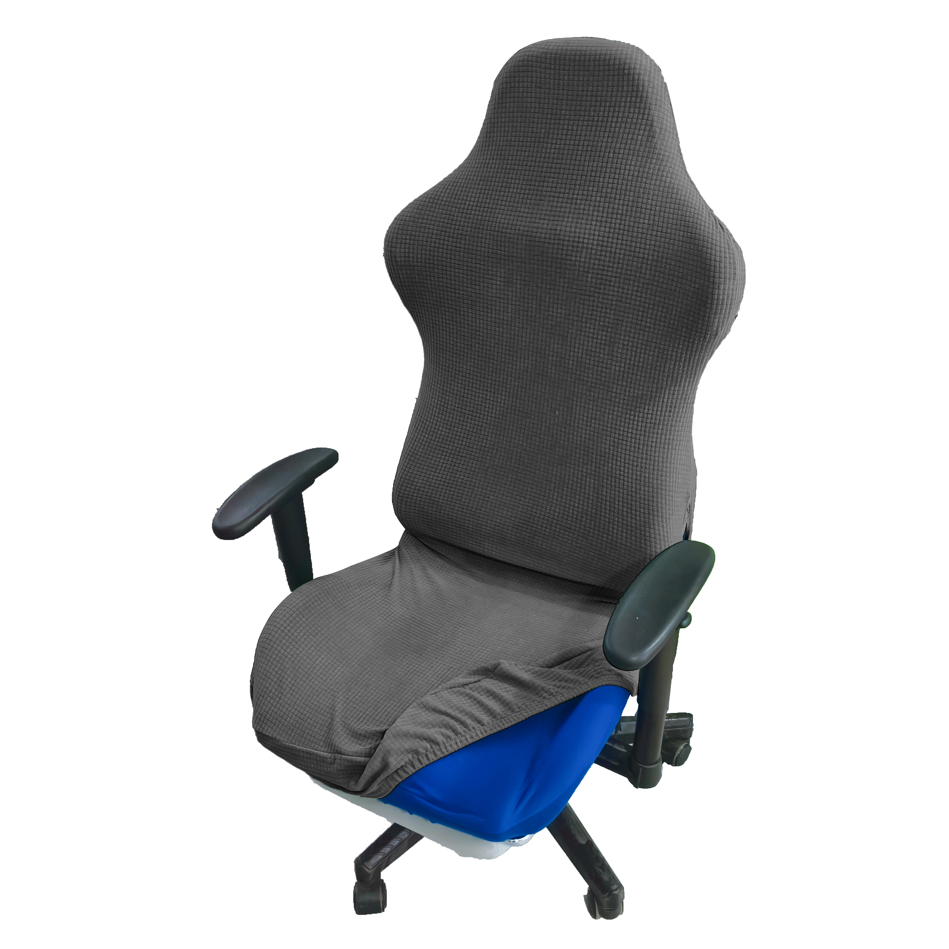 弹力通用型加厚纯色防水华夫格电竞椅套 深灰