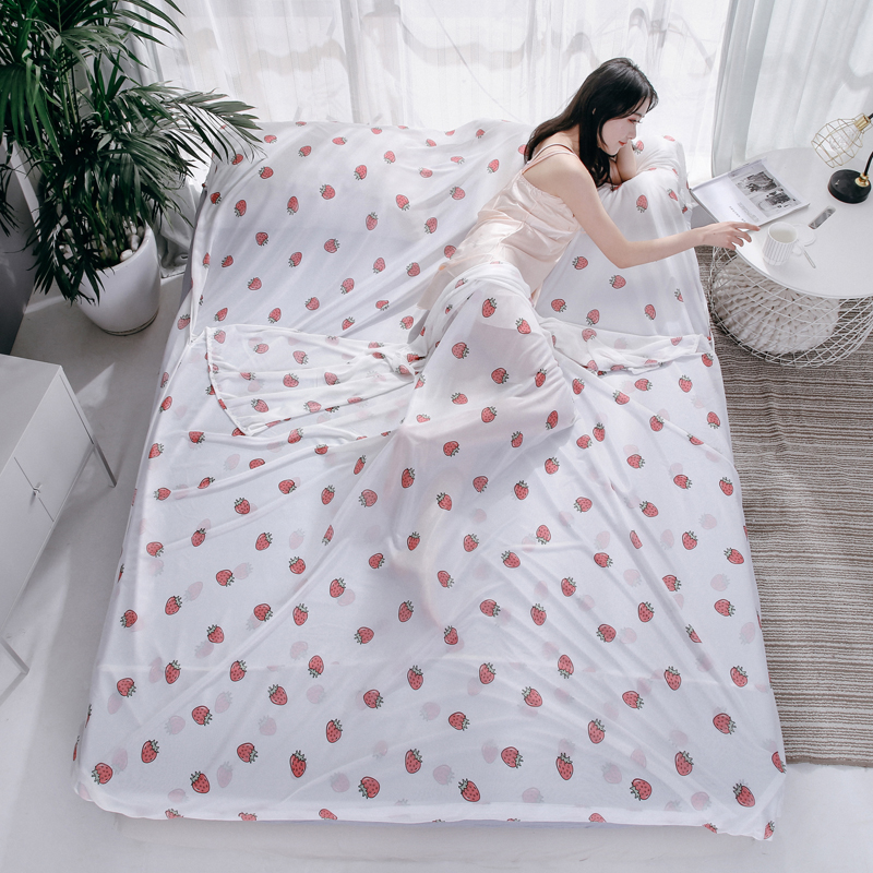 2019新品睡袋冰丝莫代尔隔脏睡袋 冰草莓160*220cm