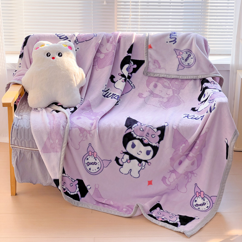 2023新款多功能盖毯双面牛奶绒毛毯-三丽鸥系列 150x200cm 紫色库洛米