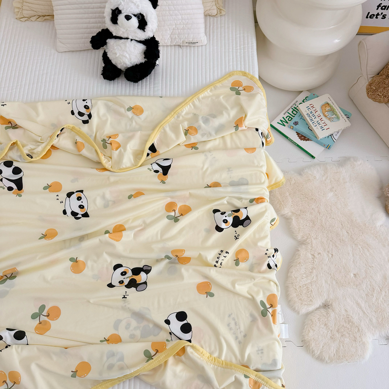 2024新款A类针织棉凉感盖毯 针织夏被 120*150cm薄款不夹棉针织毯 水果熊猫