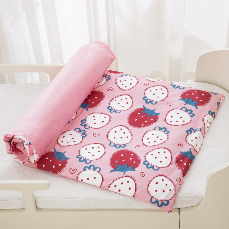 2023新款A版全棉B版水晶绒垫被 床垫套60x120cm 甜心草莓