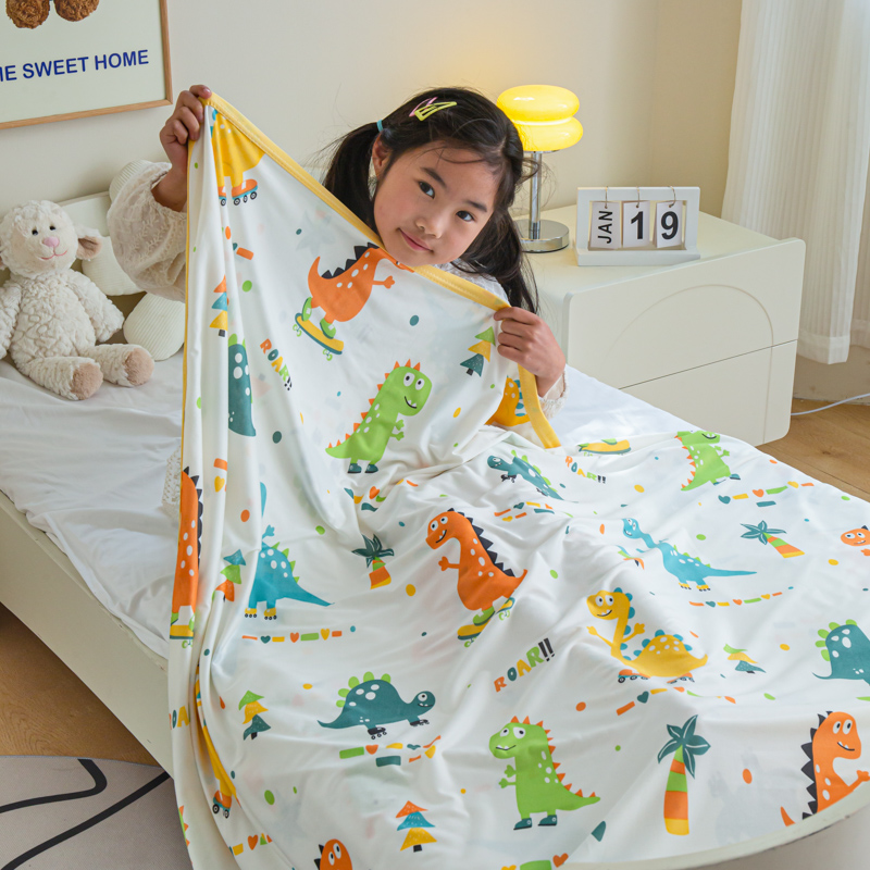 2024新款婴儿裸睡级凉感针织毯幼儿园夏被儿童夏被毯子/好货推荐 120*150cm 小恐龙