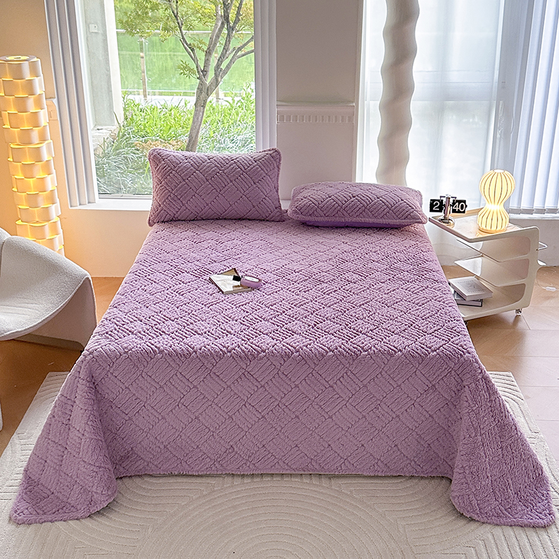 2024新款纯色兔绒长兔毛床盖素色盖毯兔绒床罩毛毯子 150x200cm单床盖 香妃紫