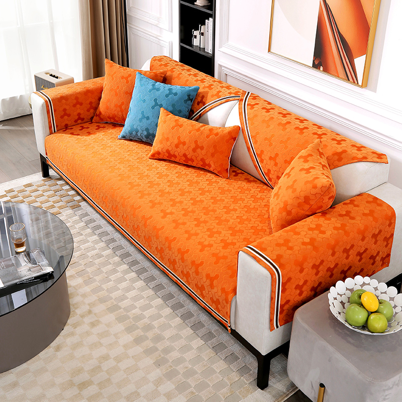 2024新款雪尼尔时尚芭莎沙发垫--3368系列 70X70cm 活力橙