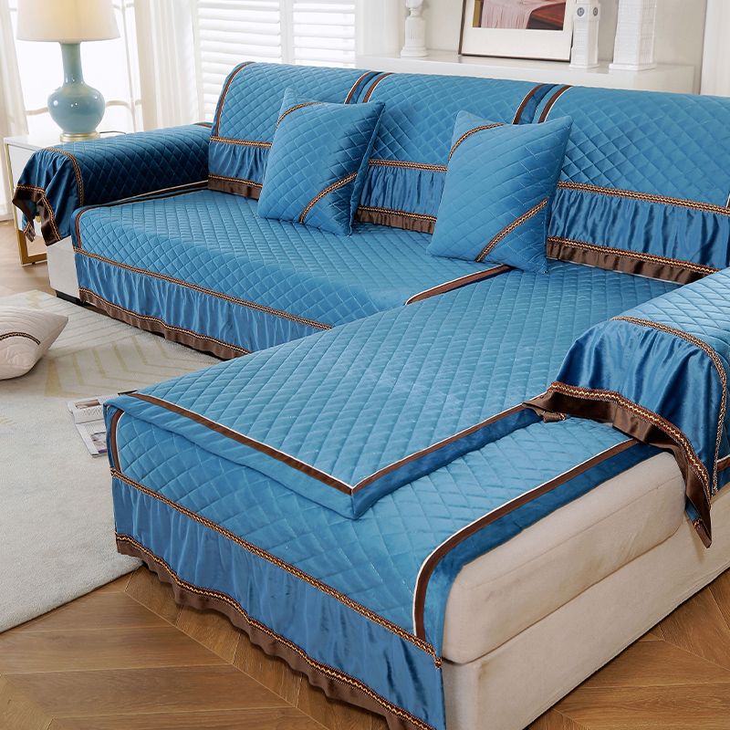 2024新款高端荷兰绒冬款沙发垫-3367艾莉丝 70X70cm 宾利蓝