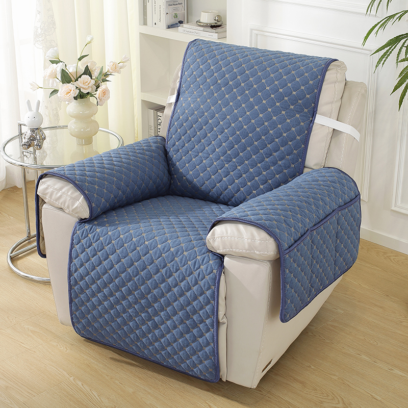 2024新款麻料芝华士沙发垫沙发套 小号一片式 60*220cm 蓝色-