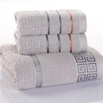 毛巾浴巾 长城格毛浴巾  毛巾+浴巾套装 灰色 灰色