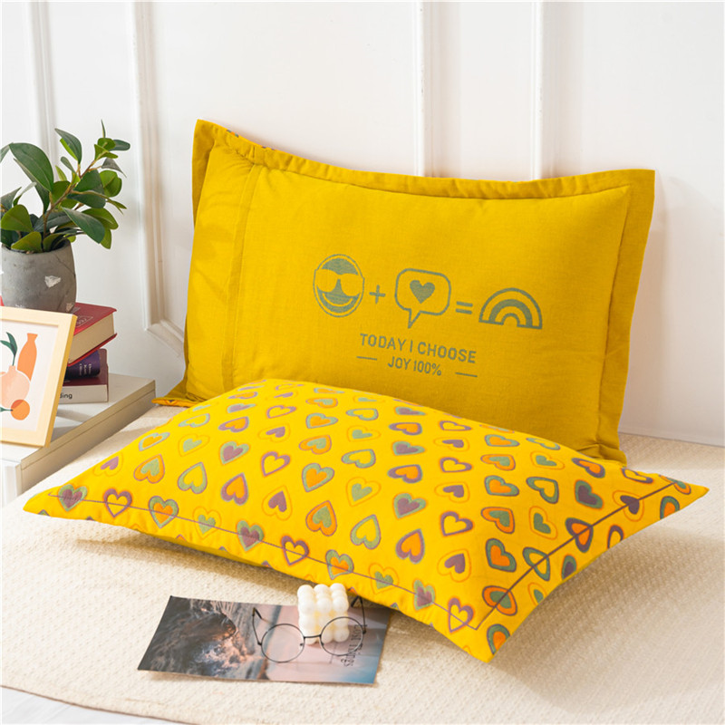 新款信封枕套系列 54*80cm/对 多彩桃心--黄