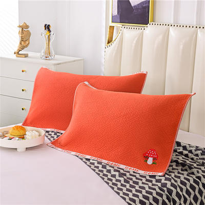 新款时空绣枕巾系列50*80cm/对 蘑菇-活力橙