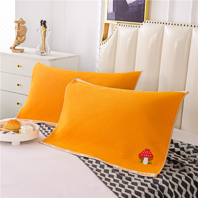 新款时空绣枕巾系列 50*80cm/对 蘑菇-落叶黄