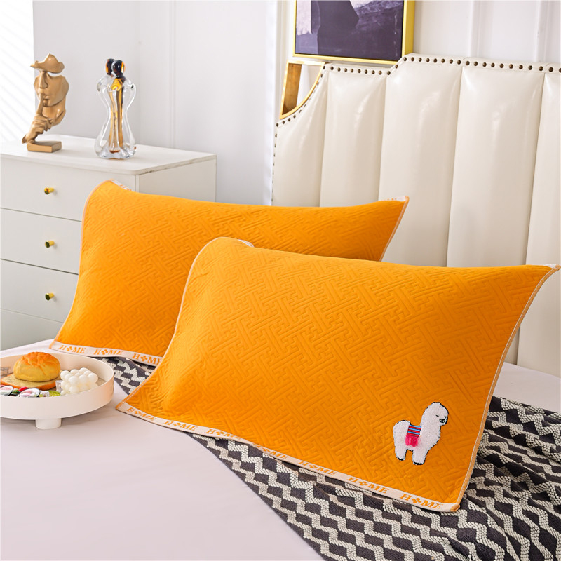 新款时空绣枕巾系列 50*80cm/对 羊驼-落叶黄