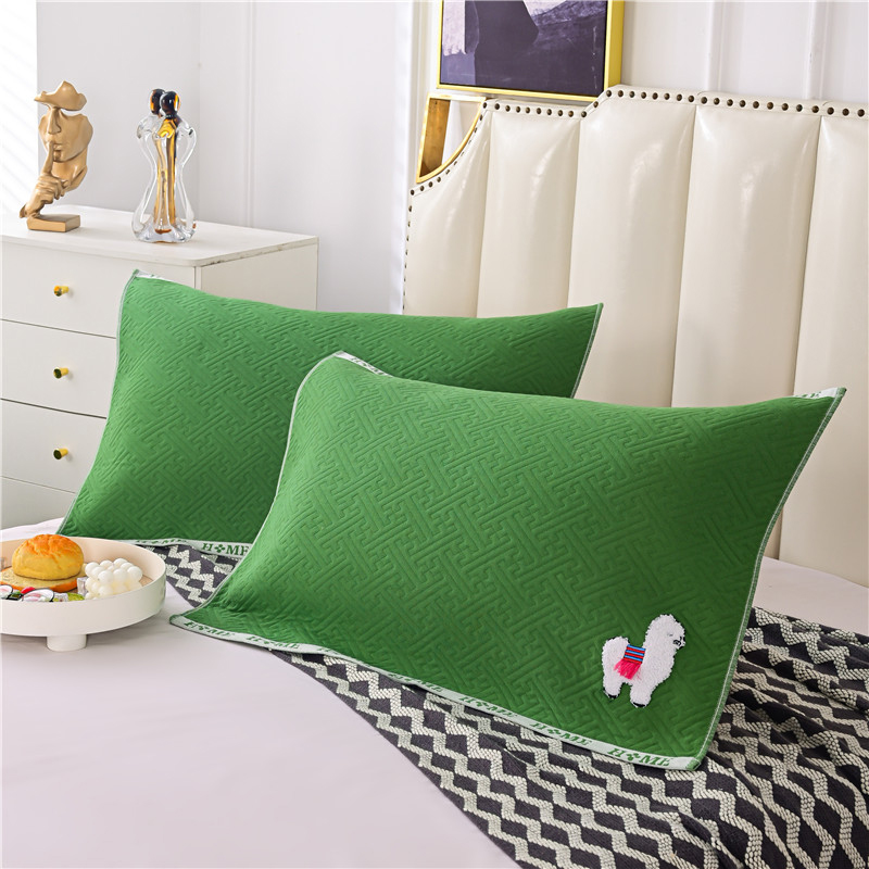 新款时空绣枕巾系列50*80cm/对 羊驼-薄荷绿
