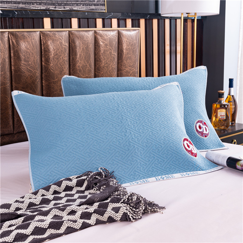 新款时空绣枕巾系列 50*80cm/对 CD-湖水蓝