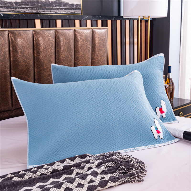 新款时空绣枕巾系列50*80cm/对 羊驼-湖水蓝