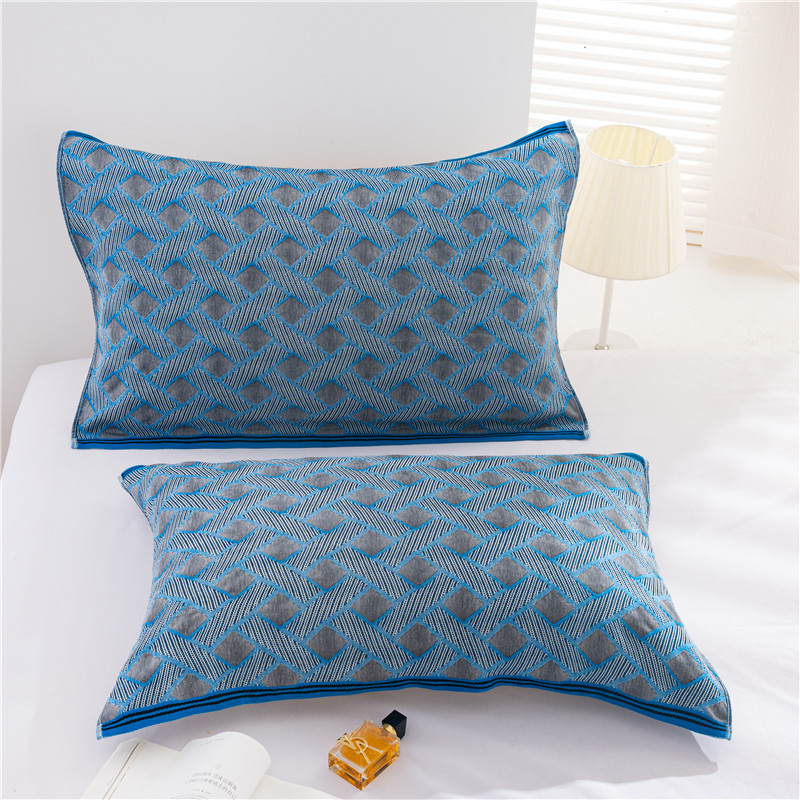 新款升级版枕巾52*80 菱形格-蓝