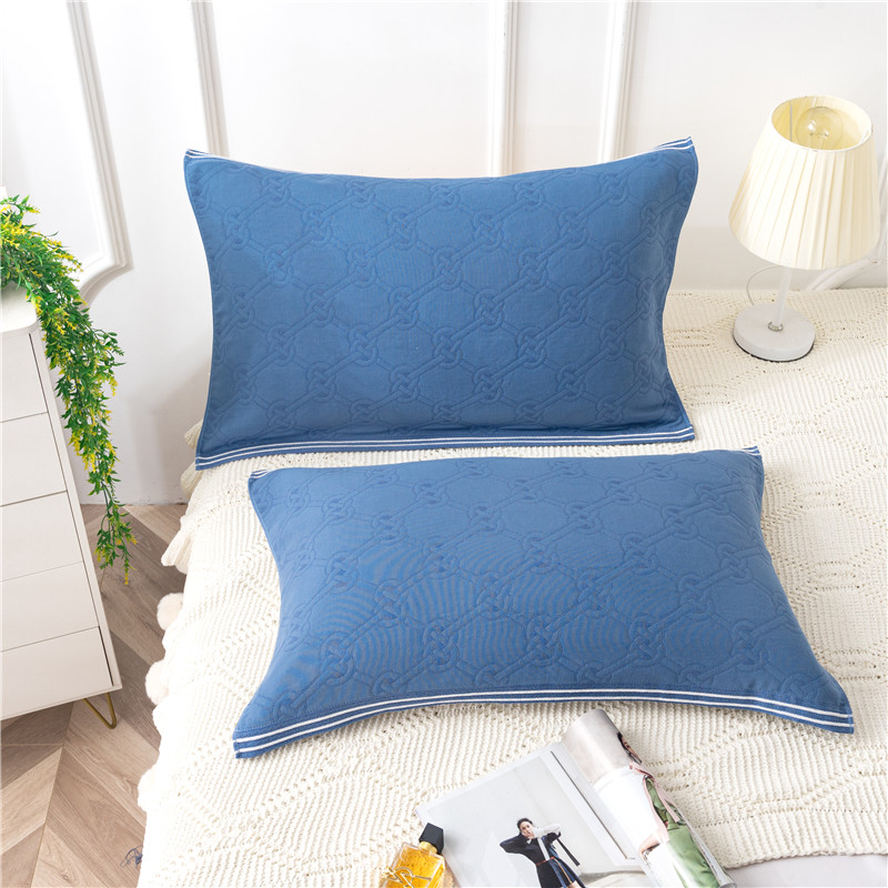 新款素色系列枕巾 52*78cm 心相连-蓝