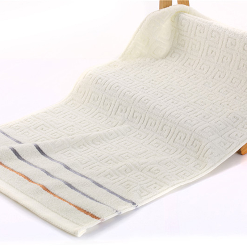 新款毛巾浴巾 长城格毛浴巾 毛巾+浴巾套装 34*76cm 长城格毛巾 米白