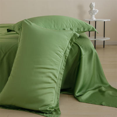 2024新款进口60支兰精天丝系列单枕套 枕套一对 绿色