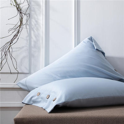 60S长绒棉纯色套件系列—单品枕套 48cmX74cm/对 天蓝色