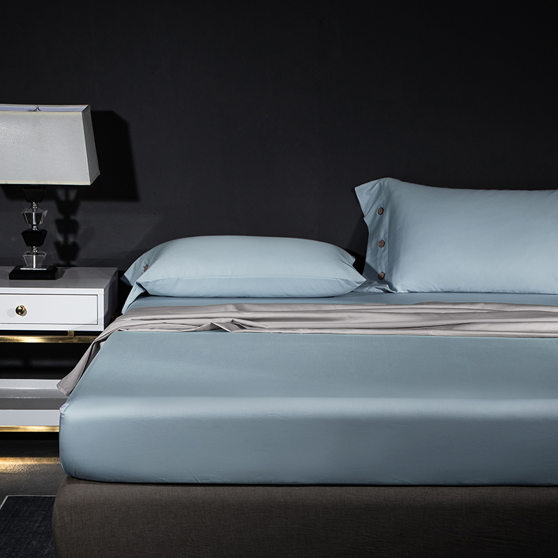 60S长绒棉纯色套件系列—单品床笠 150cmx200cm 天蓝色