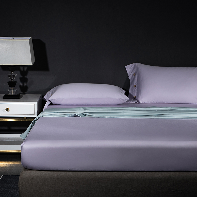 60S长绒棉纯色套件系列—单品床笠 150cmx200cm 烟灰紫