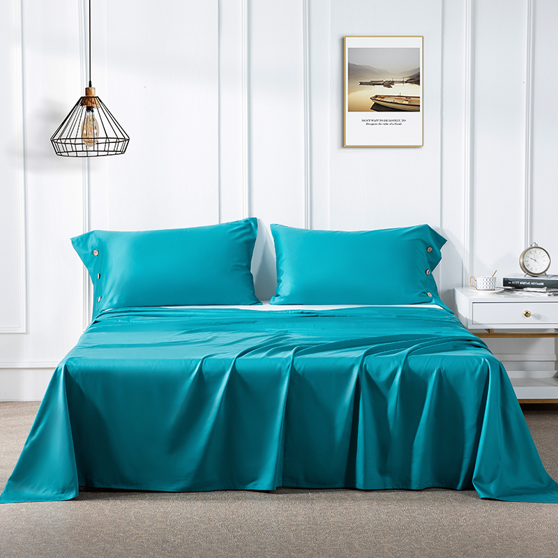 60S长绒棉纯色套件系列—单品床单 200cmx230cm 孔雀青