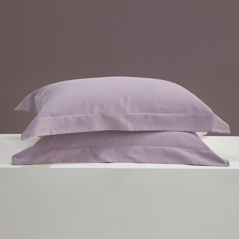 新款100支A类全棉磨毛纯色系列单品枕套 48*74cm枕套一对 浅香紫&奶昔白