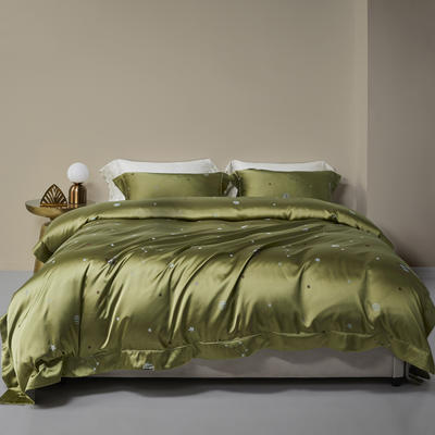 新款索菲亚系列轻奢提花四件套 1.8m床单款四件套 柏格森-橄榄绿