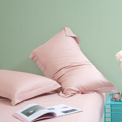 新款A类60S兰精天丝纯色系列单品枕套 48*74cm枕套一对 玫瑰粉