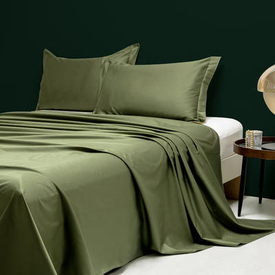 新款A类100支纯色全棉长绒棉四件套系列单品床单 200*230cm单床单 赛琳绿
