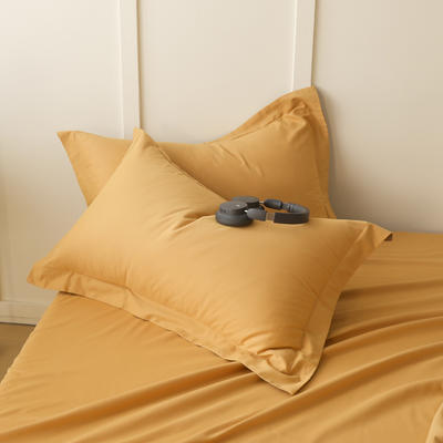 新款A类100S纯色全棉磨毛四件套系列单品枕套 48*74cm枕套一对 天橙色+可可棕