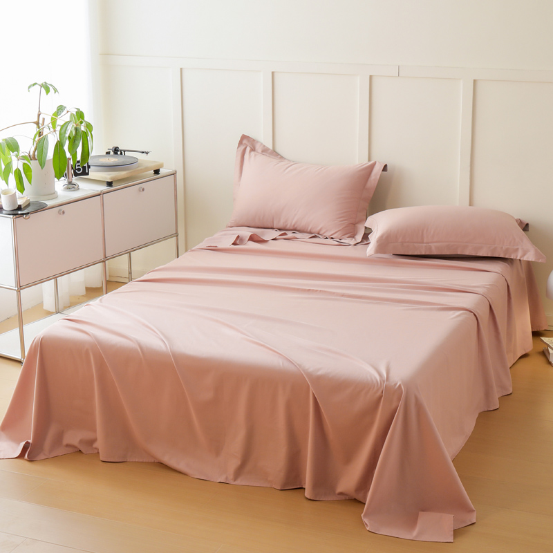 新款A类100S纯色全棉磨毛四件套系列单品床单 245*250cm单床单 复古粉