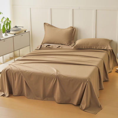 新款A类100S纯色全棉磨毛四件套系列单品床单 245*250cm单床单 可可棕