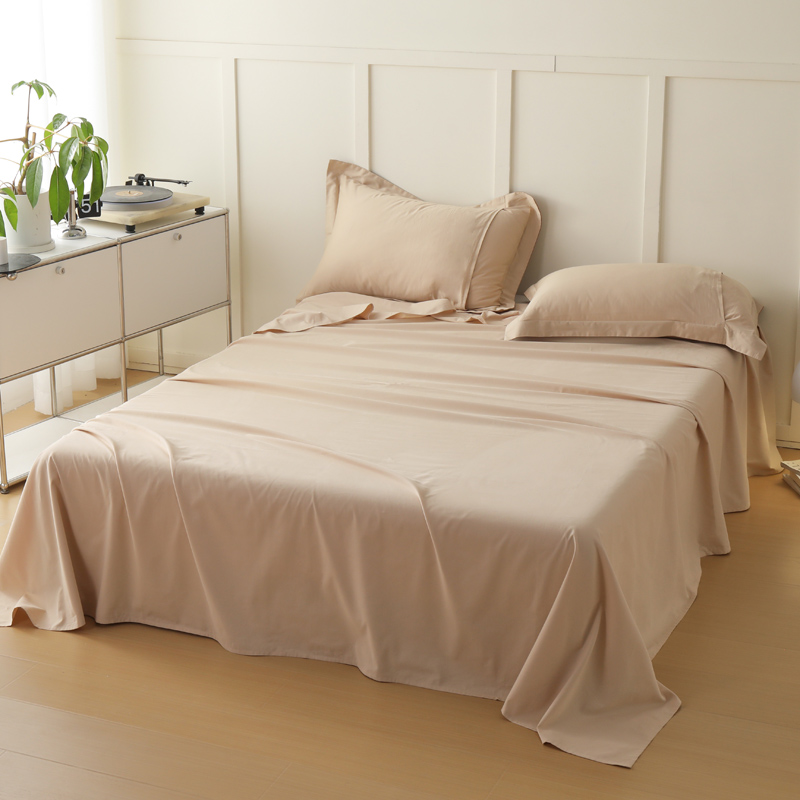 新款A类100S纯色全棉磨毛四件套系列单品床单 245*250cm单床单 奶昔白