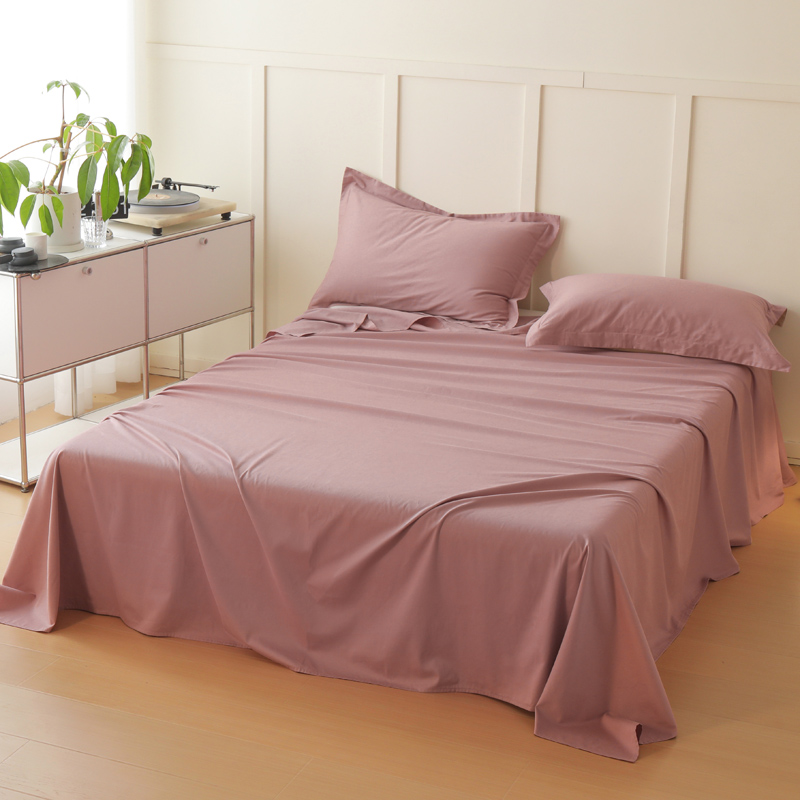 新款A类100S纯色全棉磨毛四件套系列单品床单 245*250cm单床单 浅香紫