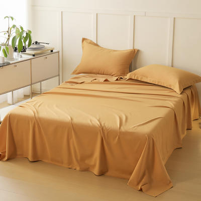 新款A类100S纯色全棉磨毛四件套系列单品床单 245*250cm单床单 天橙色