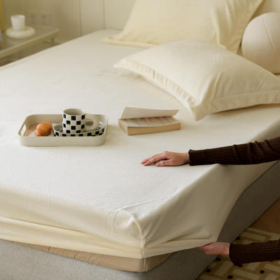 2023新款毛毯被子四件套单件床单被套床笠珊瑚绒牛奶绒冬被法兰绒 单床笠150x200cm 米白