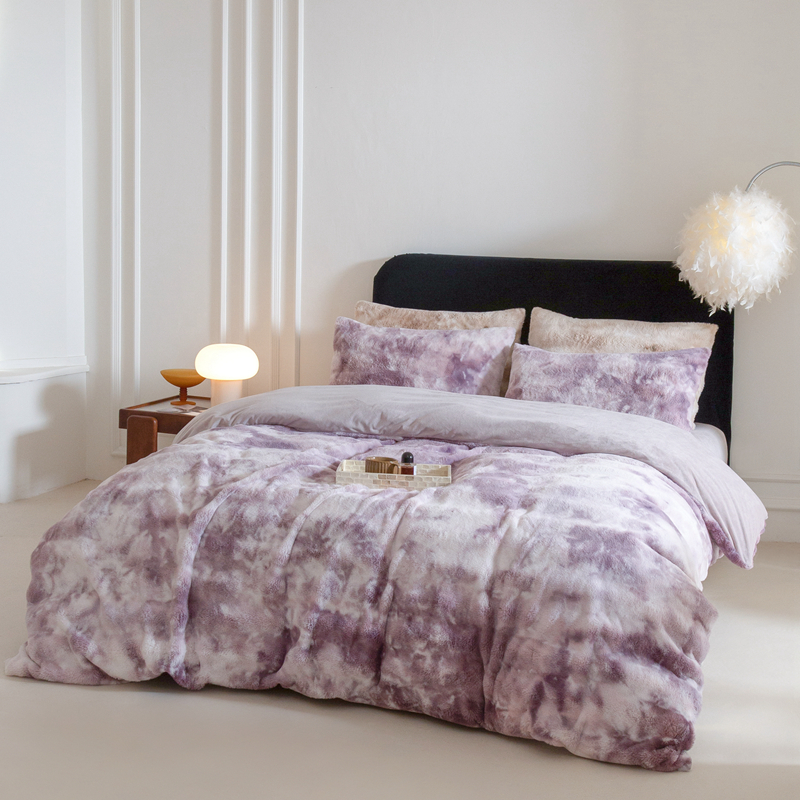 2023新款毛毯被子四件套单件床单被套床笠珊瑚绒牛奶绒冬被法兰绒 1.5m床单款四件套 芈彩-紫苑
