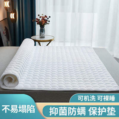 2023新款酒店床垫席梦思保护垫软垫褥子折叠床护垫防滑宾馆垫子单双人垫被 90cmX200cm（300g） 加厚磨毛布-白色